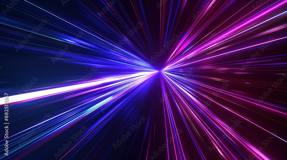 Obraz premium Hyperspace Warp 3D Render with Blue and Purple Light Lines