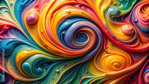 Vibrant, colorful swirls of creamy paint blending in abstract pattern, artistic, colorful, swirls, creamy, paint, abstract