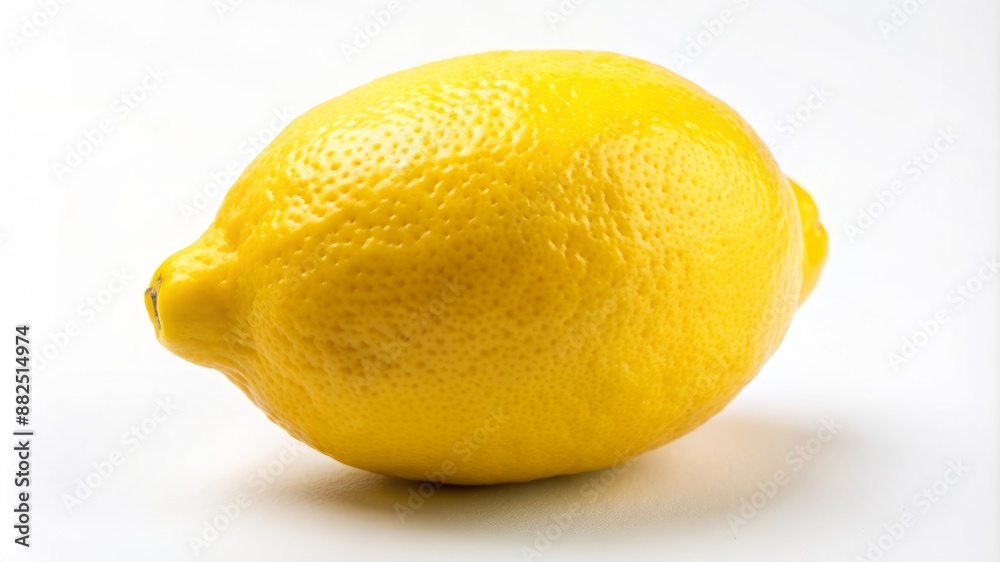 A yellow lemon is sitting on a white background A yellow lemon is sitting on a white background
