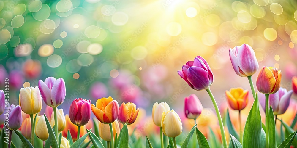 Small tulip flowers creating a serene background, tulips, flowers, small, serene, background, spring, pink, white, delicate, pastel