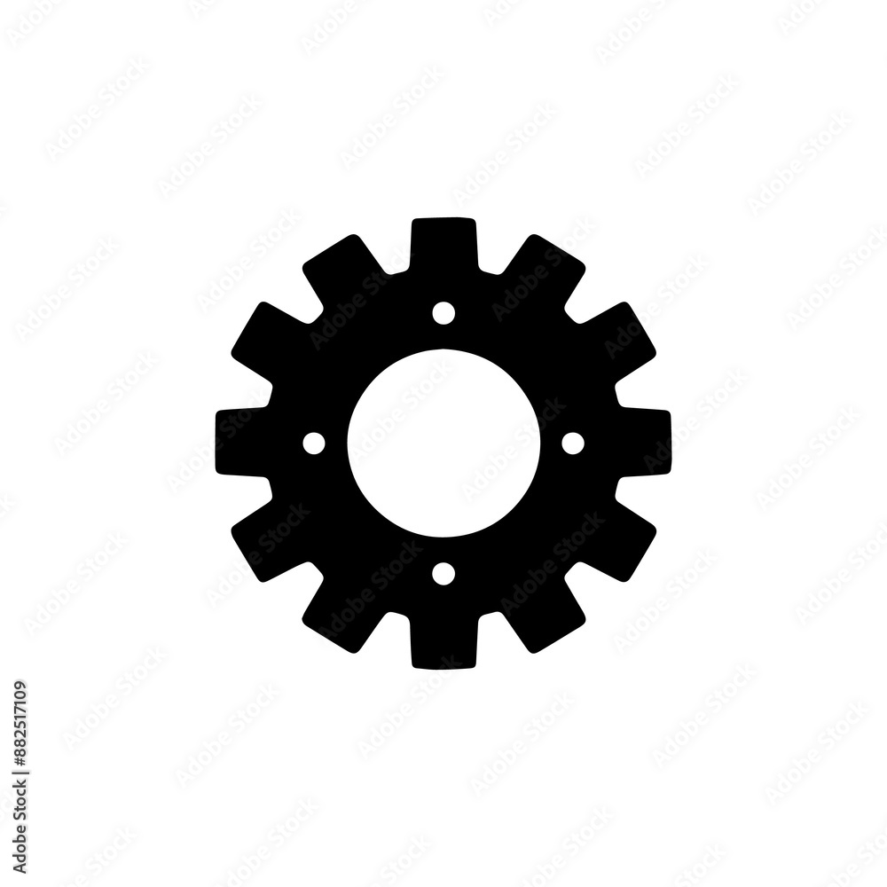 Illustration of simple gear icon silhouette Illustration of simple gear icon silhouette