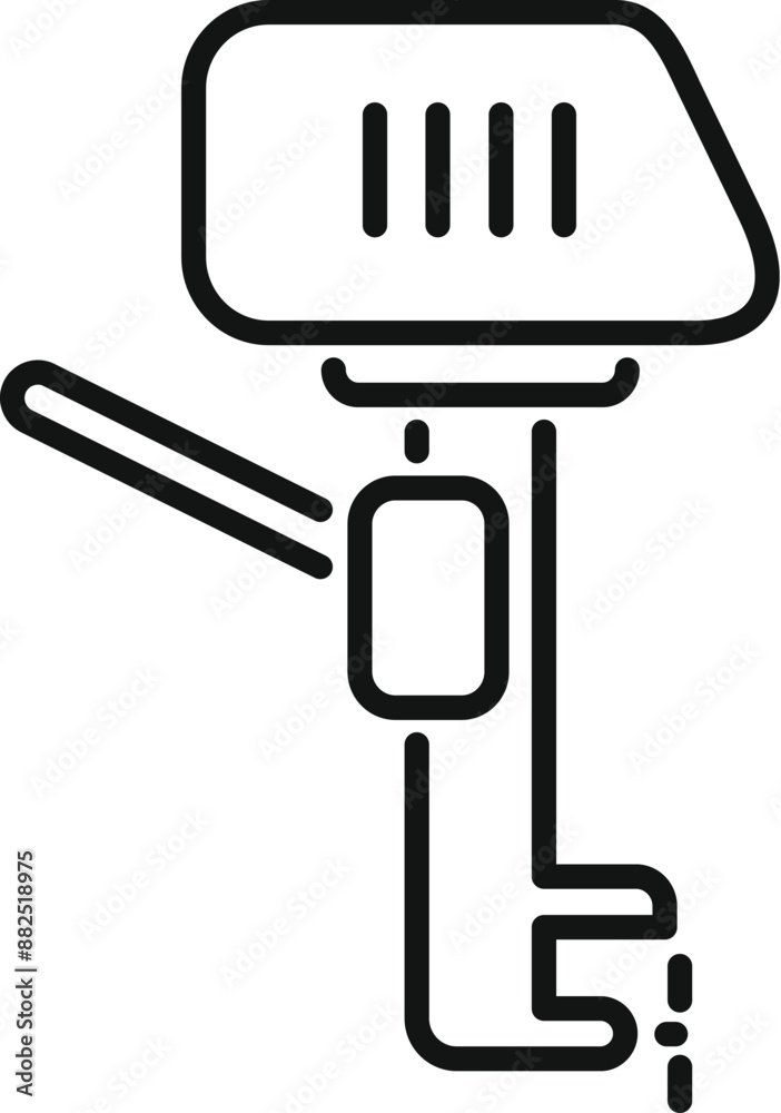 Simple line art of a boat motor, ideal for projects related to nautical activities, transportation, and engine powered vehicles Simple line art of a boat motor, ideal for projects related to nautical activities, transportation, and engine powered vehicles