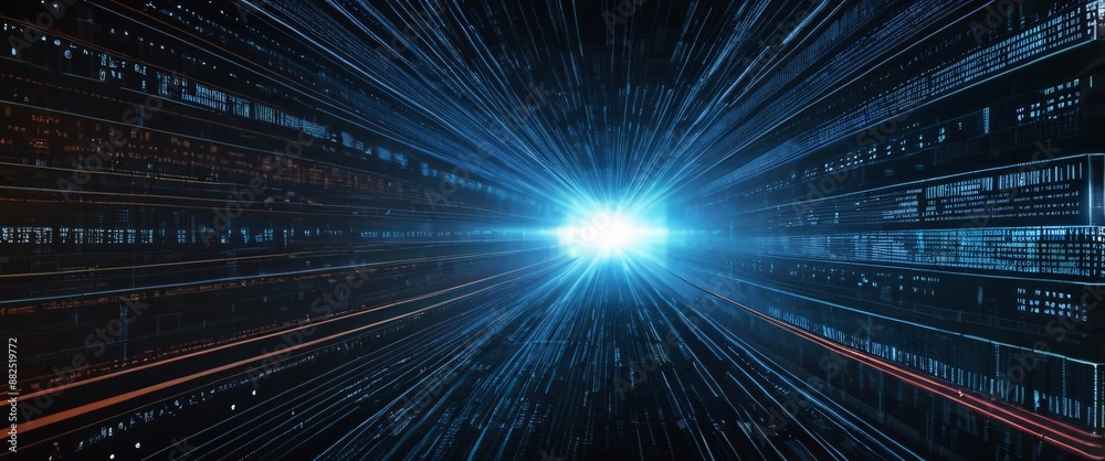 Obraz premium An abstract digital background with binary code and AI algorithms running in the background