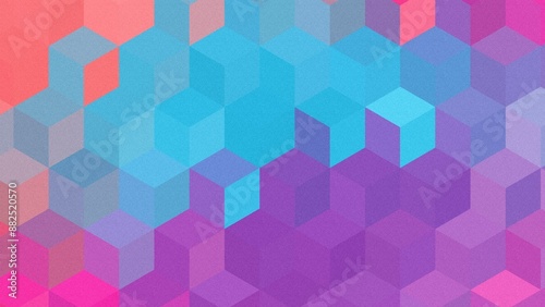 Abstract background flat geometric style. Geometry soft blur defocused noise grainy freeform gradient background with blue purple colors and copy space