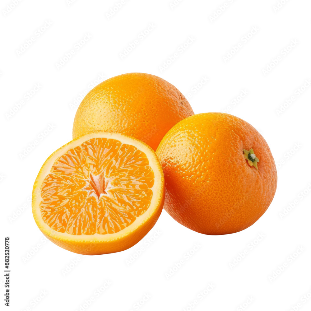 Vibrant Juicy Oranges with Zesty Appeal on White Background Vibrant Juicy Oranges with Zesty Appeal on White Background
