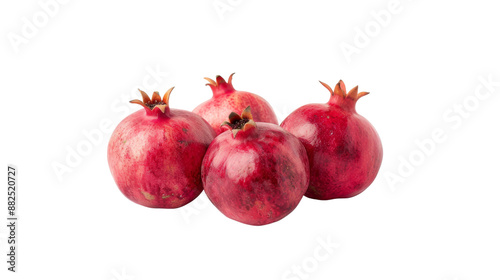 Fresh Pomegranates with Rich Red Seeds on White Background.