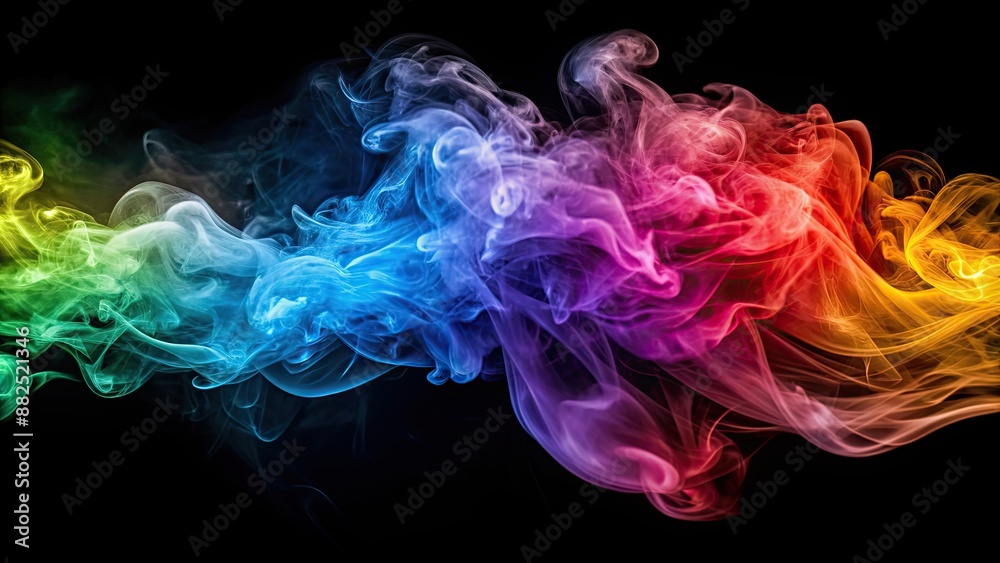 Vivid colored smoke swirling in layers on a black background, vibrant, colorful, abstract, vibrant, dynamic, movement Vivid colored smoke swirling in layers on a black background, vibrant, colorful, abstract, vibrant, dynamic, movement