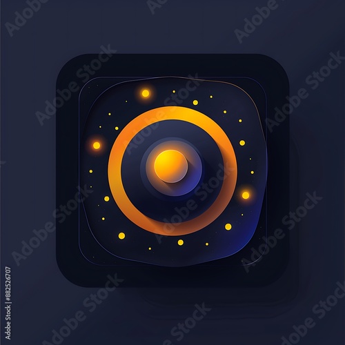 Futuristic Glowing Planet with Orbits and Stars photo