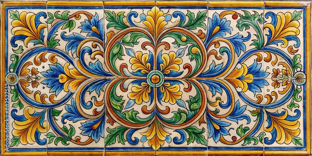 Sicilian ceramic style tile with intricate floral flourishes , Sicilian, ceramic, style, tile, decorative, flourishes Sicilian ceramic style tile with intricate floral flourishes , Sicilian, ceramic, style, tile, decorative, flourishes