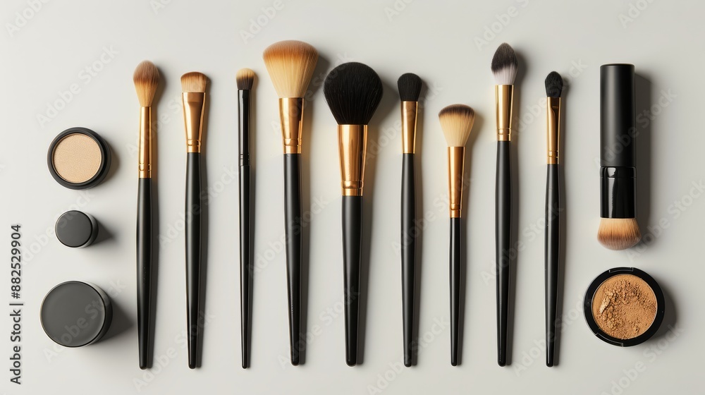  Set of cosmetic products for makeup with natural brushes8