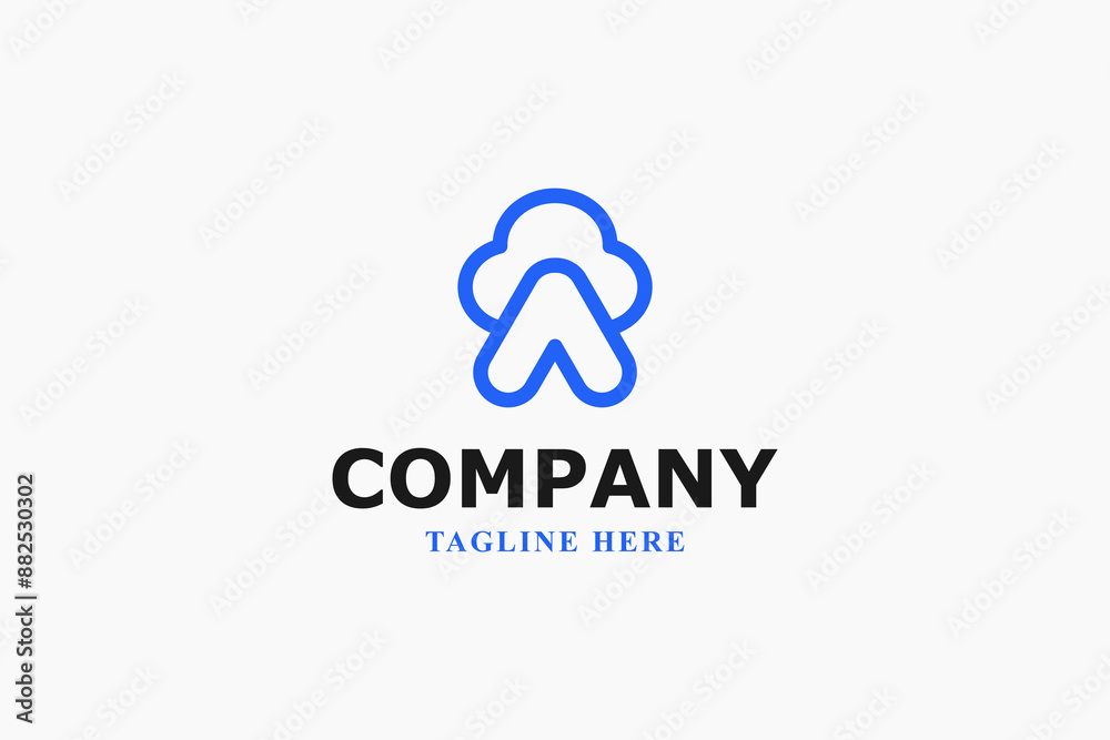 letter a and clouds line art minimal logo letter a and clouds line art minimal logo