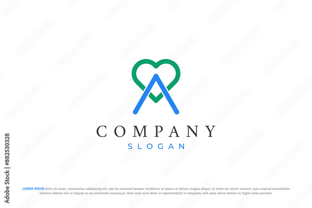 letter a and heart medical minimal logo letter a and heart medical minimal logo