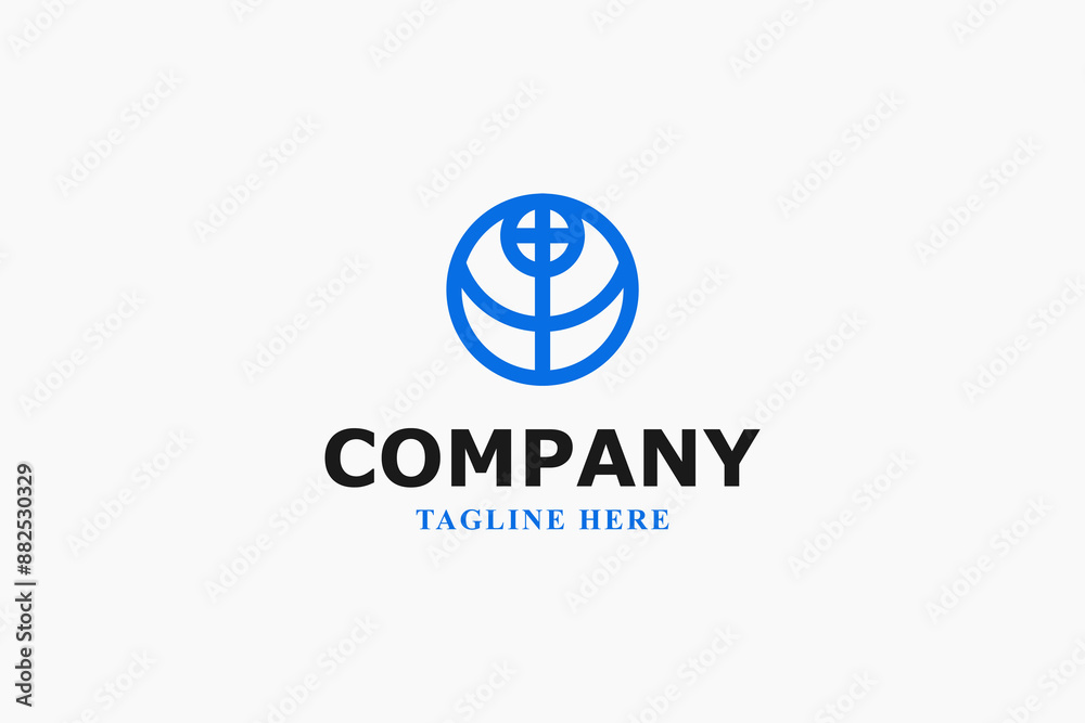 modern blue globe minimal logo