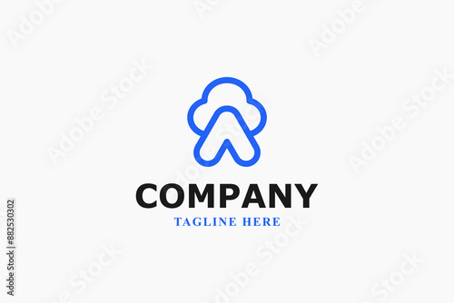 letter a and clouds line art minimal logo