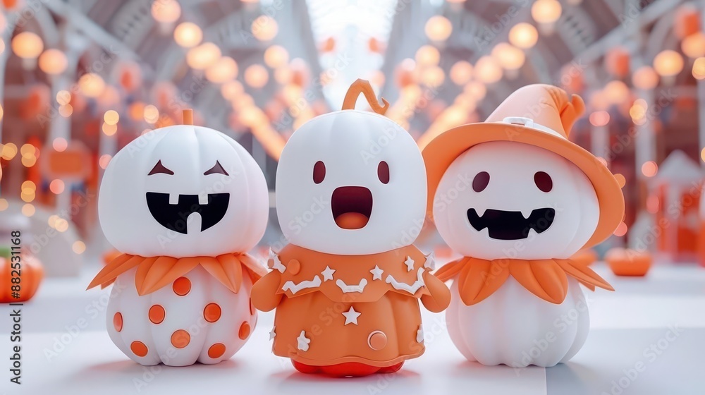 Friends in humorous spooky costumes at a carnival, spooky outfit, lively Friends in humorous spooky costumes at a carnival, spooky outfit, lively