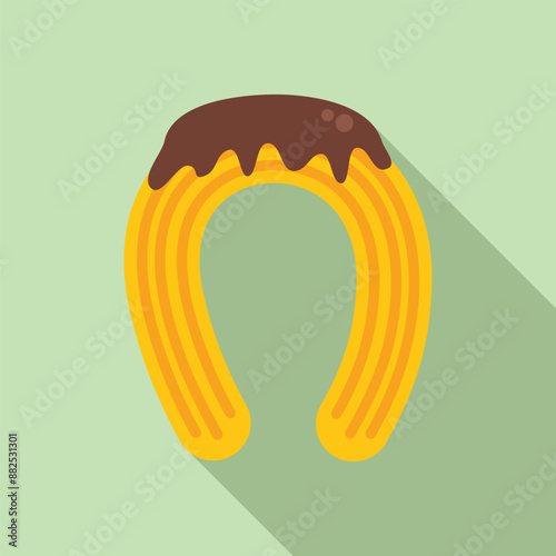 Crispy, golden brown churro is covered in a rich, decadent chocolate cream topping