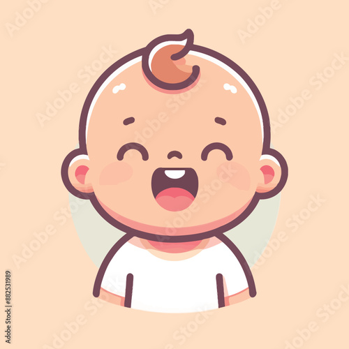 cute baby laughing in a flat design style