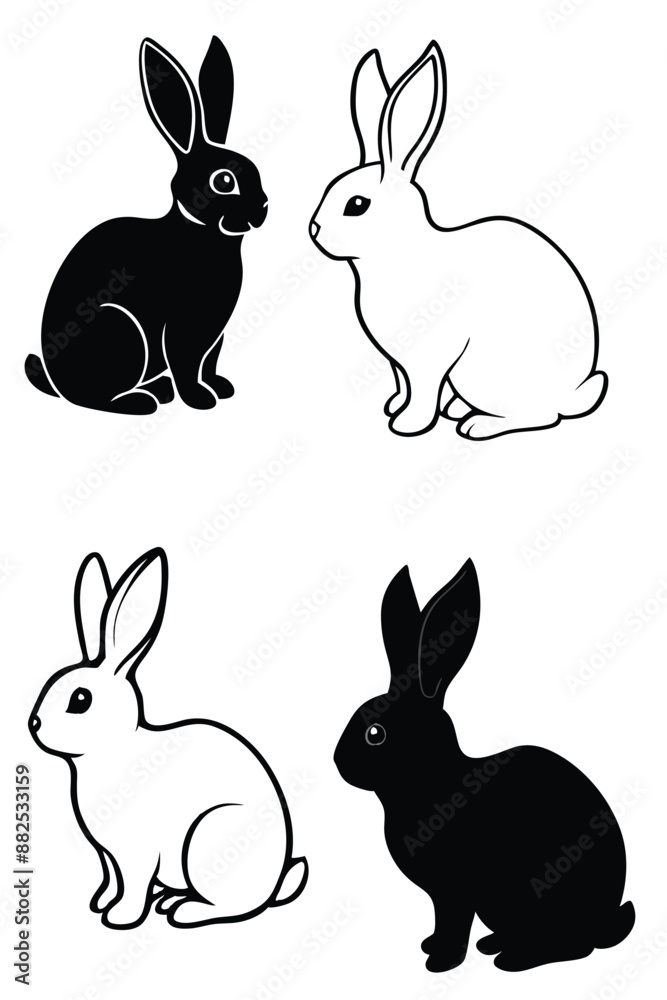 Fototapeta premium set of rabbits silhouettes