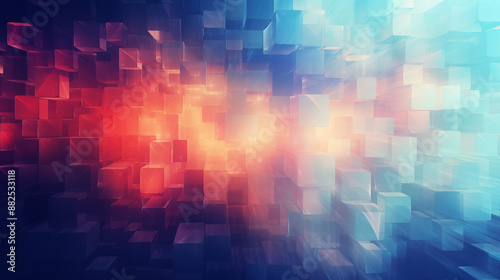 Abstract background with cubes and glowing light for technology concept