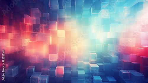 Abstract background with cubes and glowing light for technology concept