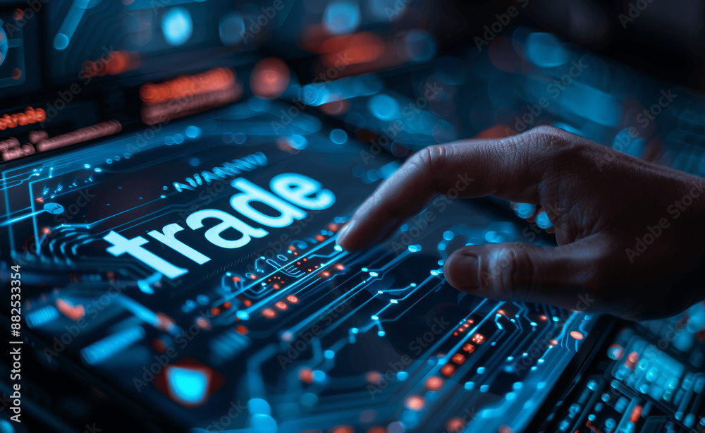 Businessman Using AI Chatbot with Virtual Icon for Online Communication and Trade on Dark Background - Future Technology and Artificial Intelligence Concept Businessman Using AI Chatbot with Virtual Icon for Online Communication and Trade on Dark Background - Future Technology and Artificial Intelligence Concept