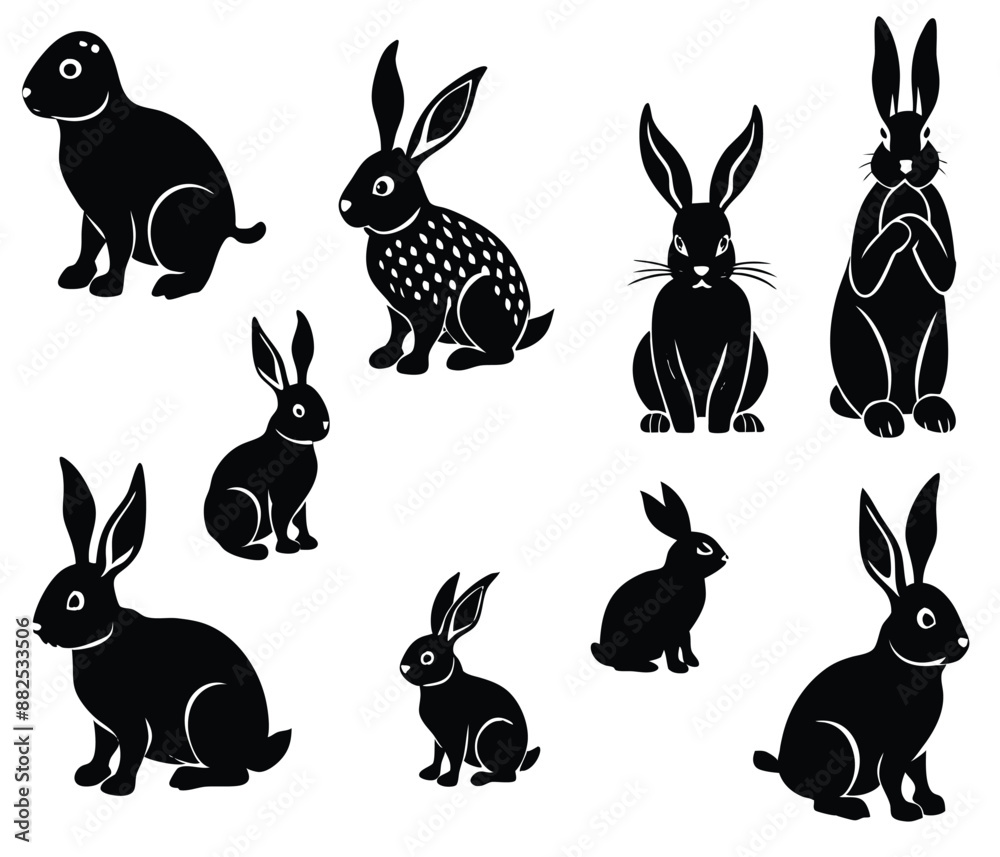 Fototapeta premium set of rabbits silhouettes