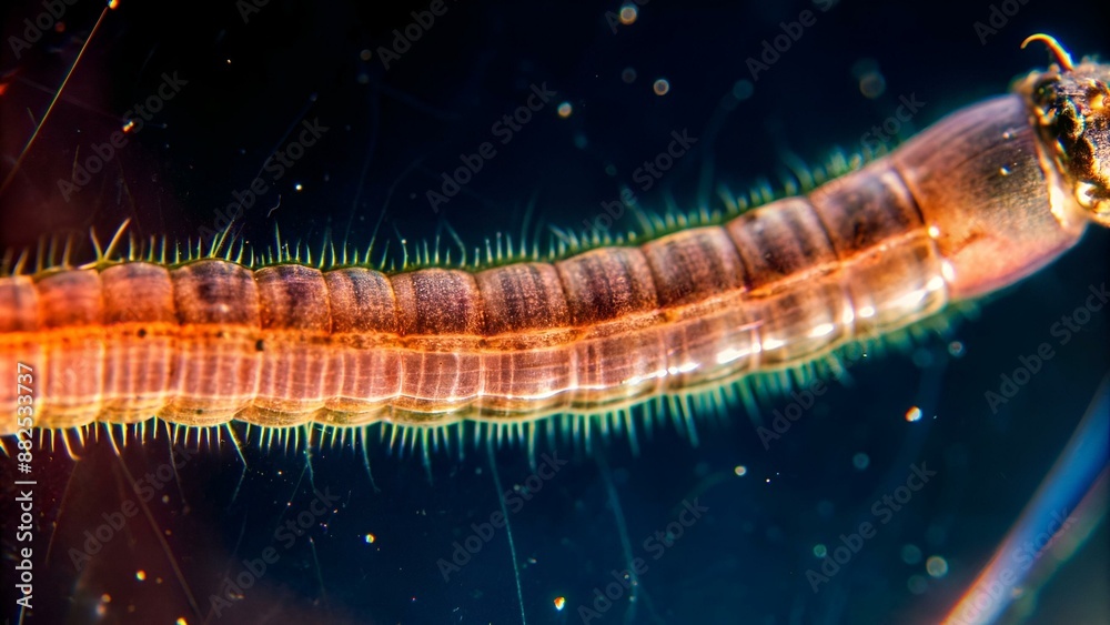 Human whipworm (Trichuris trichiura) male - permanent slide plate under high magnification