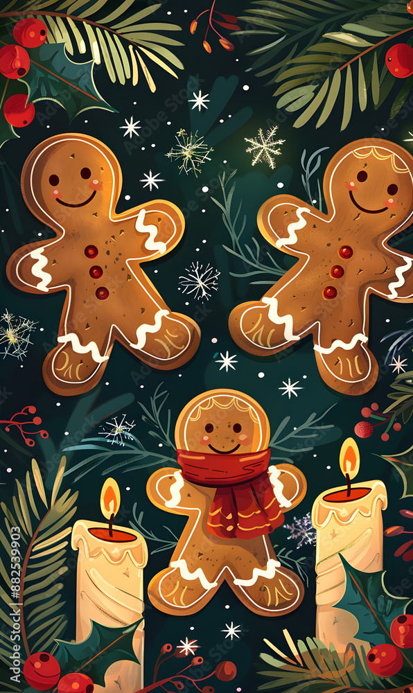 2D illustrated New Year card in a cute graphic style 2D illustrated New Year card in a cute graphic style