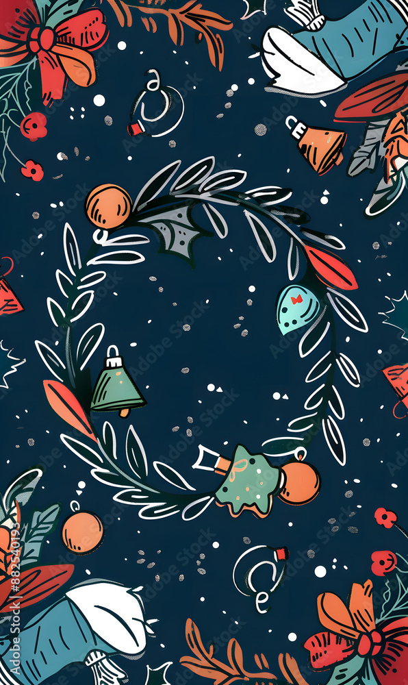 2D illustrated New Year card in a cute graphic style 2D illustrated New Year card in a cute graphic style