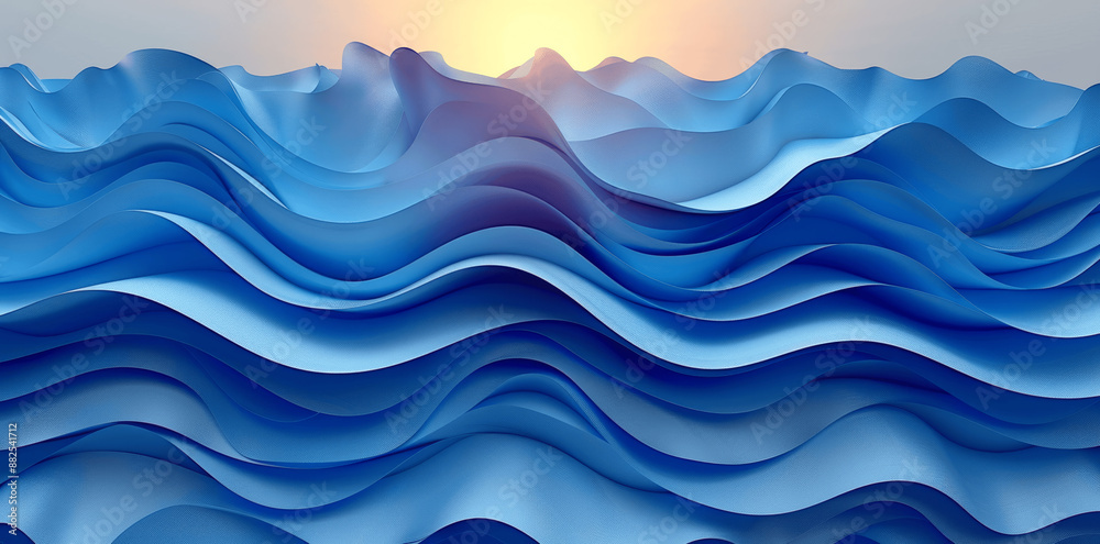 Abstract Blue and White Waves - Paper Cut Style, High-Quality Pattern for Wallpaper or Textile Print Abstract Blue and White Waves - Paper Cut Style, High-Quality Pattern for Wallpaper or Textile Print