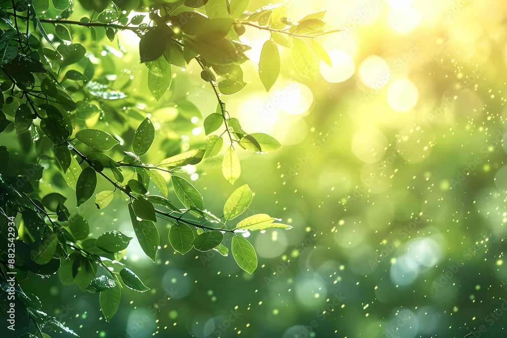 Sunlight Through Green Leaves Illustration