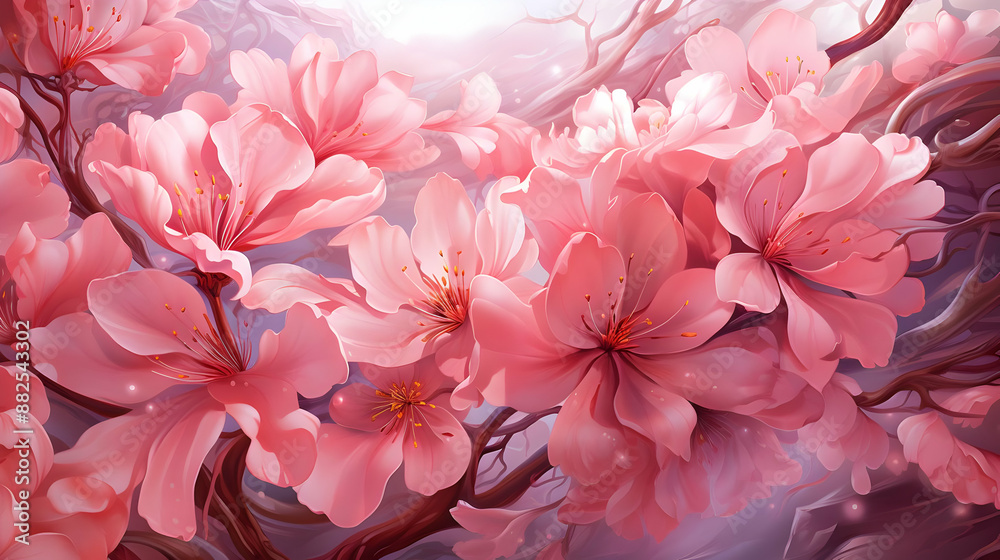 Pink Blossom Illustration - Delicate Floral Beauty Pink Blossom Illustration - Delicate Floral Beauty