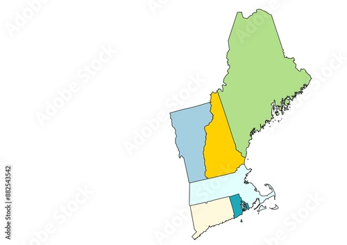 Obraz na płótnie New England States administrative and political vector map w salonie