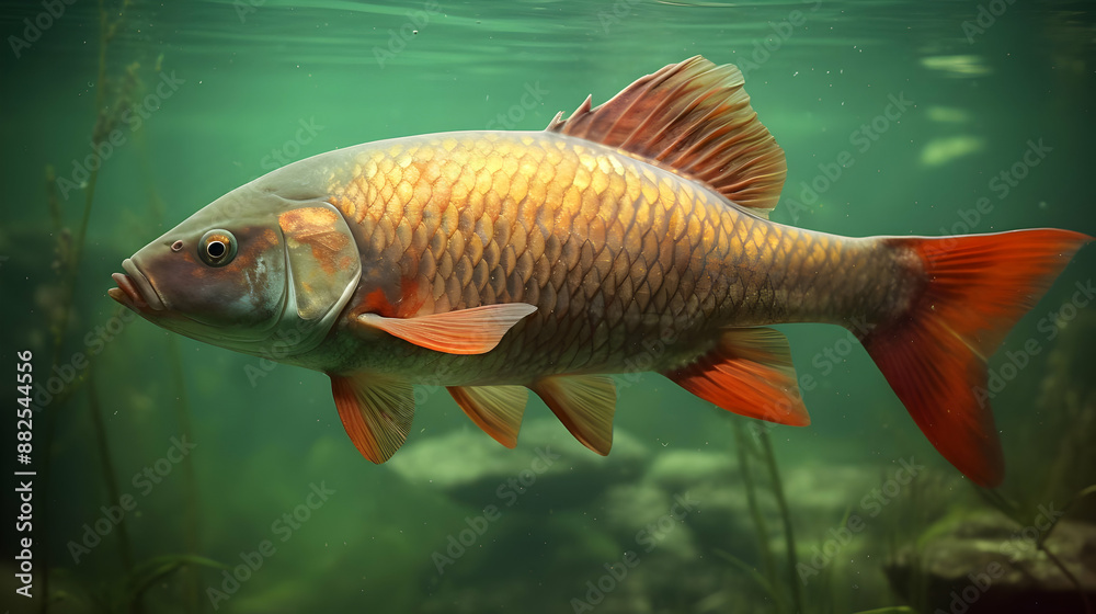 Fototapeta premium Realistic Fish Underwater Illustration
