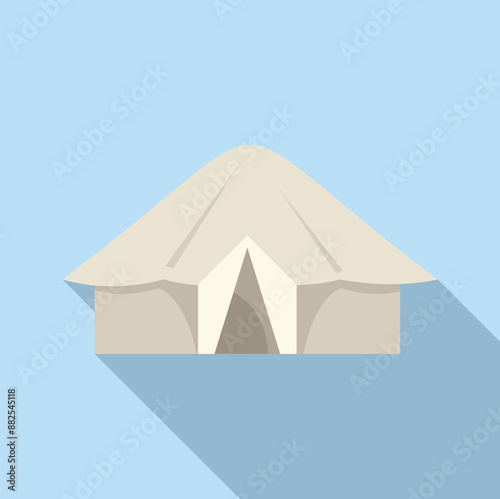 Large camping tent with shadow for glamping vacation, isolated on background