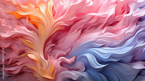 Abstract 3D Background: Wavy Pink and Blue Swirls