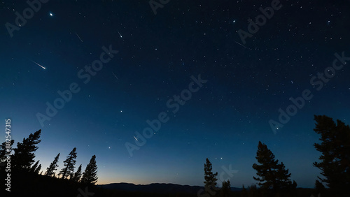 night sky with stars near trees