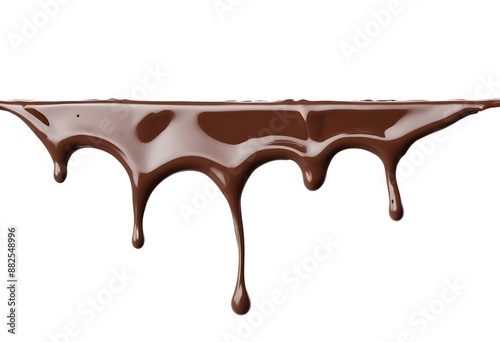 Melted chocolate dripping down a surface