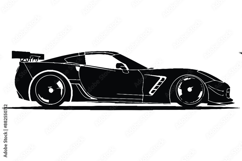 Sports Car Silhouette Vector.