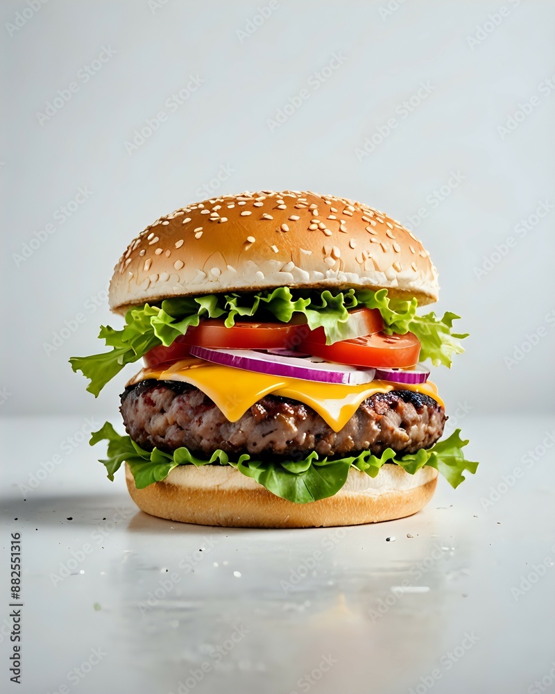 one delicious burger on a white background one delicious burger on a white background