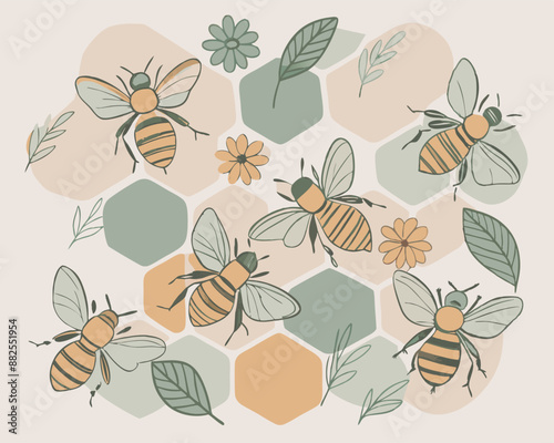cute bee honey comb v5
