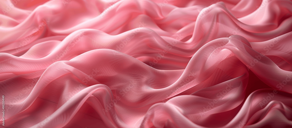 Fototapeta premium Abstract pastel pink silk fabric waves luxury drapes smooth soft flowing background modern valentine elegant dreamy design material banner copy space