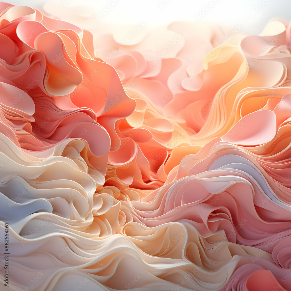 Abstract 3D Pink and Yellow Swirling Waves Abstract 3D Pink and Yellow Swirling Waves
