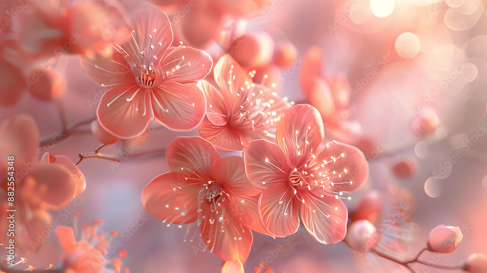 Pink Floral Illustration with Soft Bokeh Pink Floral Illustration with Soft Bokeh