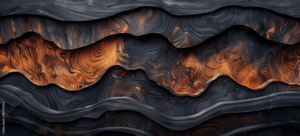 Rustic Dark Wood Background with Grain Texture and Vintage Wave Pattern in Brown Earth Tones Rustic Dark Wood Background with Grain Texture and Vintage Wave Pattern in Brown Earth Tones