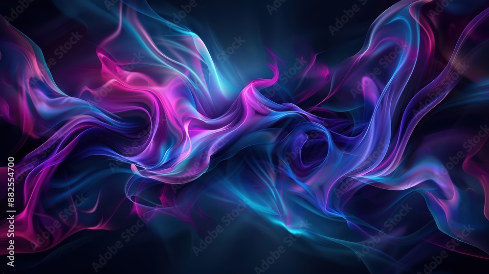 Fototapeta premium Abstract Colorful Smoke Swirls on Dark Background - Vibrant and Dynamic Digital Art