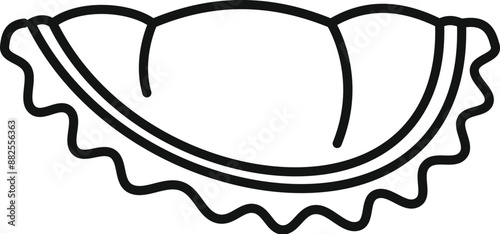 Simple line icon of an empanada, a popular latin american pastry