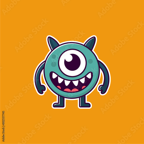 simple one-eyed green monster vector