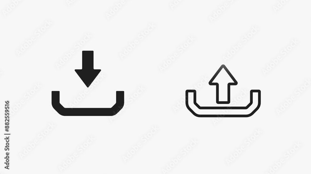 Black white animation of download and upload icon, perfect for videos, presentations, or websites related to data transfer or file sharing Black white animation of download and upload icon, perfect for videos, presentations, or websites related to data transfer or file sharing