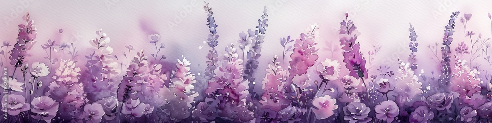 An abstract watercolor style illustration in shades of purple and lavender. An abstract watercolor style illustration in shades of purple and lavender.
